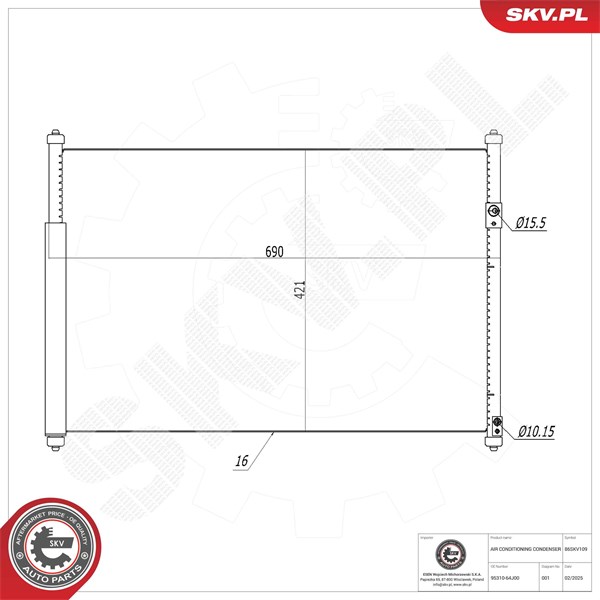 Kondensor, klimatanläggning Esen skv 86SKV109 ESEN SKV