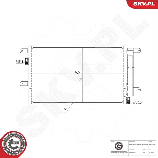 Kondensor, klimatanläggning Esen skv 86SKV222 ESEN SKV