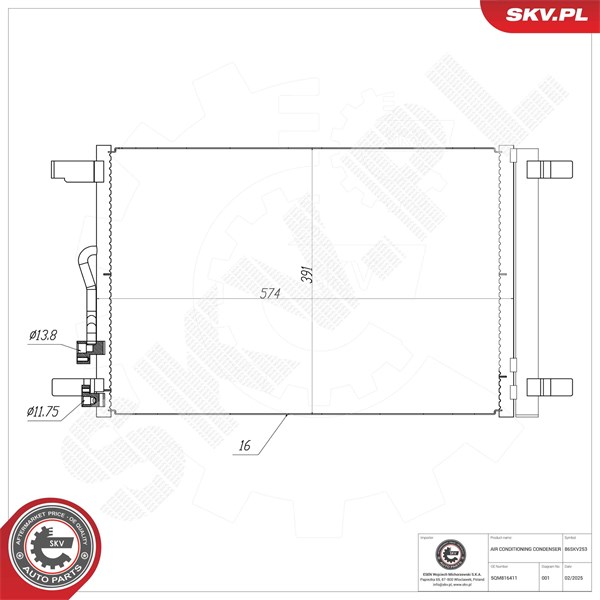 Kondensor, klimatanläggning Esen skv 86SKV253 ESEN SKV