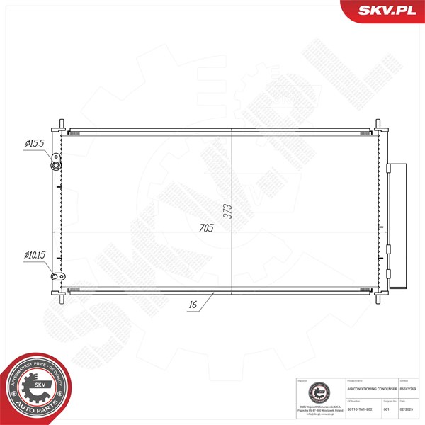 Kondensor, klimatanläggning Esen skv 86SKV269 ESEN SKV