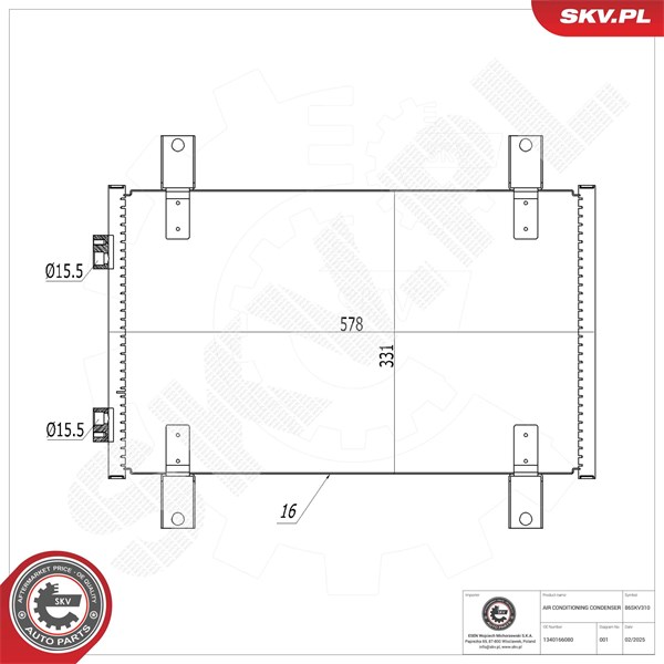 Kondensor, klimatanläggning Esen skv 86SKV310 ESEN SKV