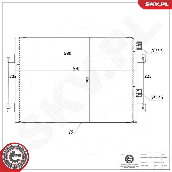 Kondensor, klimatanläggning Esen skv 86SKV322 ESEN SKV
