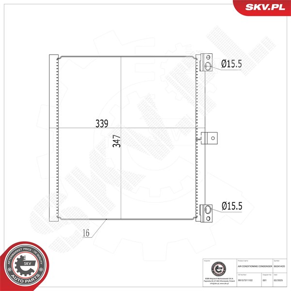 Kondensor, klimatanläggning Esen skv 86SKV420 ESEN SKV