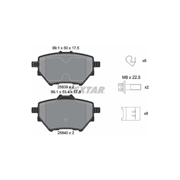 Bromsbeläggsats, Bakaxel TEXTAR Q+ TEXTAR