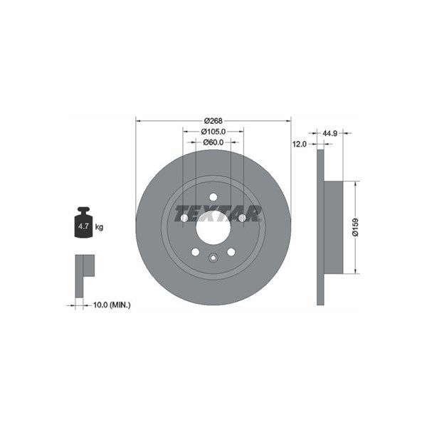 Bromsskiva Solid, Bakaxel TEXTAR Pro TEXTAR