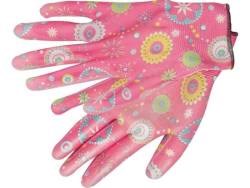 Trädgårdshandskar Blommor - Mörkrosa, Storlek 8 FLO Flo