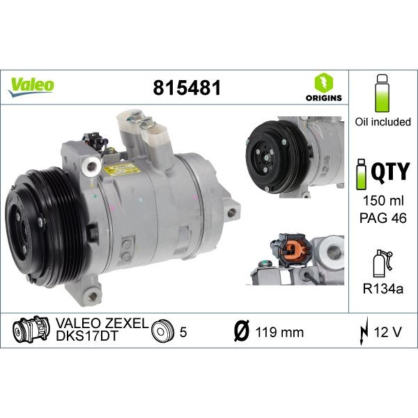 Kompressor, klimatanläggning 12V VALEO VALEO