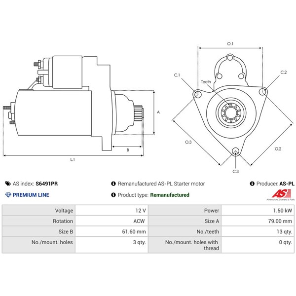 Startmotor 12V AS-PL Brand new | as-pl | starters | 0001417001 AS-PL