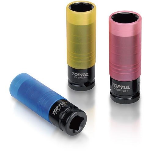 Krafthylsor med fälgskydd 17 19 21 mm 3 delar TOPTUL Toptul