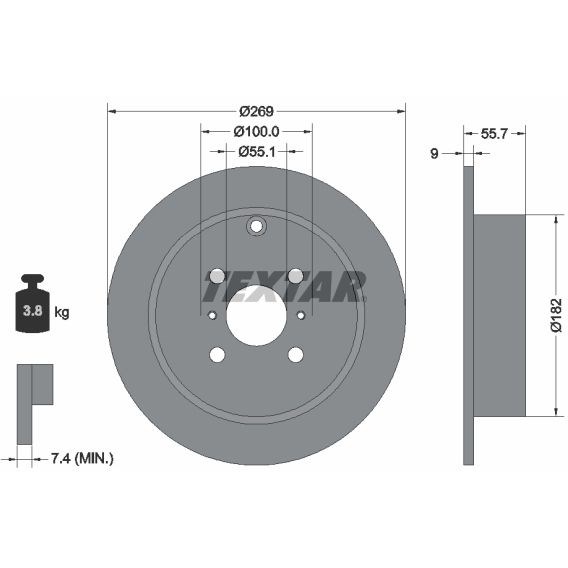 Bromsskiva Solid, Bakaxel TEXTAR Pro TEXTAR