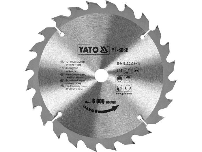 TCT-klinga för trä 205x24T x18 mm YATO Yato