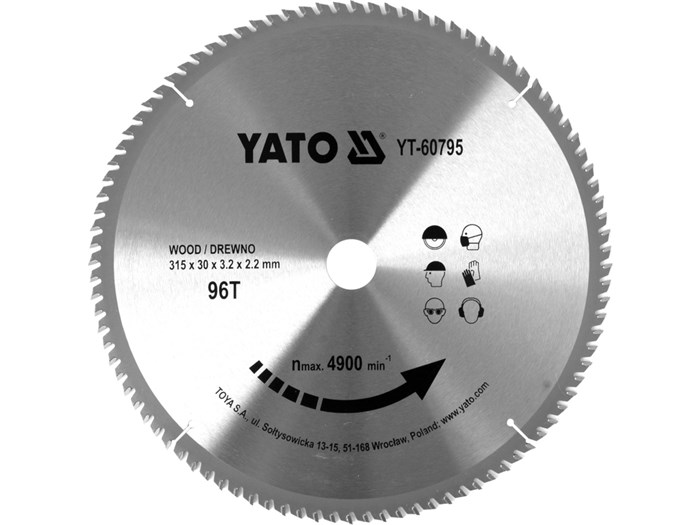 TCT-klinga för trä 315x96T x30 mm YATO Yato