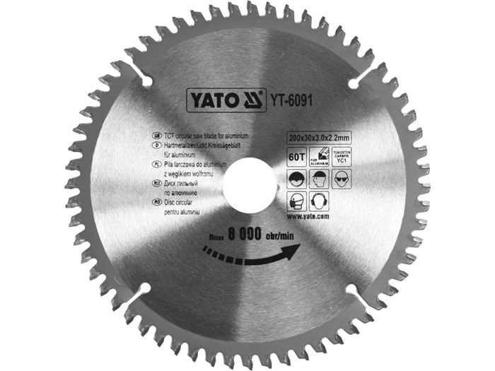 TCT-klinga för aluminium 200x60T x30 mm YATO Yato