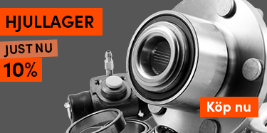 Banner med hjullager och texten ’Hjullager – Just nu 10%’. Orange knapp ’Köp nu’.