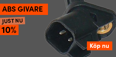 Banner med svart ABS-givare och texten ’ABS Givare – Just nu 10%’. Orange knapp ’Köp nu’.