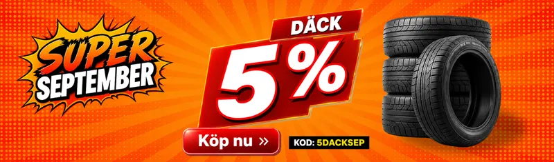 5% rabatt på däck med kod: 5DACKSEP